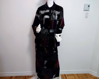 Patchwork Vintage 1990 costume 2mcx jupe chemisier patch grandeur 10 ans large vêtements femme