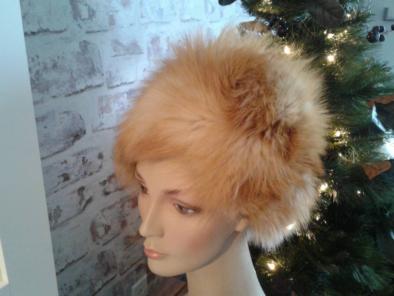 PUNK Hippie VINTAGE 1970 red fox fur hat size medium