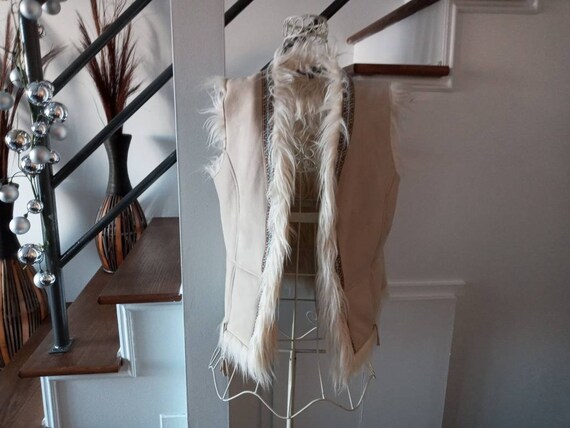 Vintage women's jacket coat sleeveless coat faux f