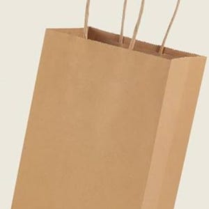 Set di 12 sacchetti di carta Kraft marrone con manico. Piccoli, 5,25” x 3,75” x 8”.