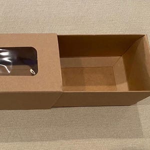 Set of 12 Brown Kraft Macaron Cookie Boxes, 2 piece with window 8” x 2.75” x 2”.