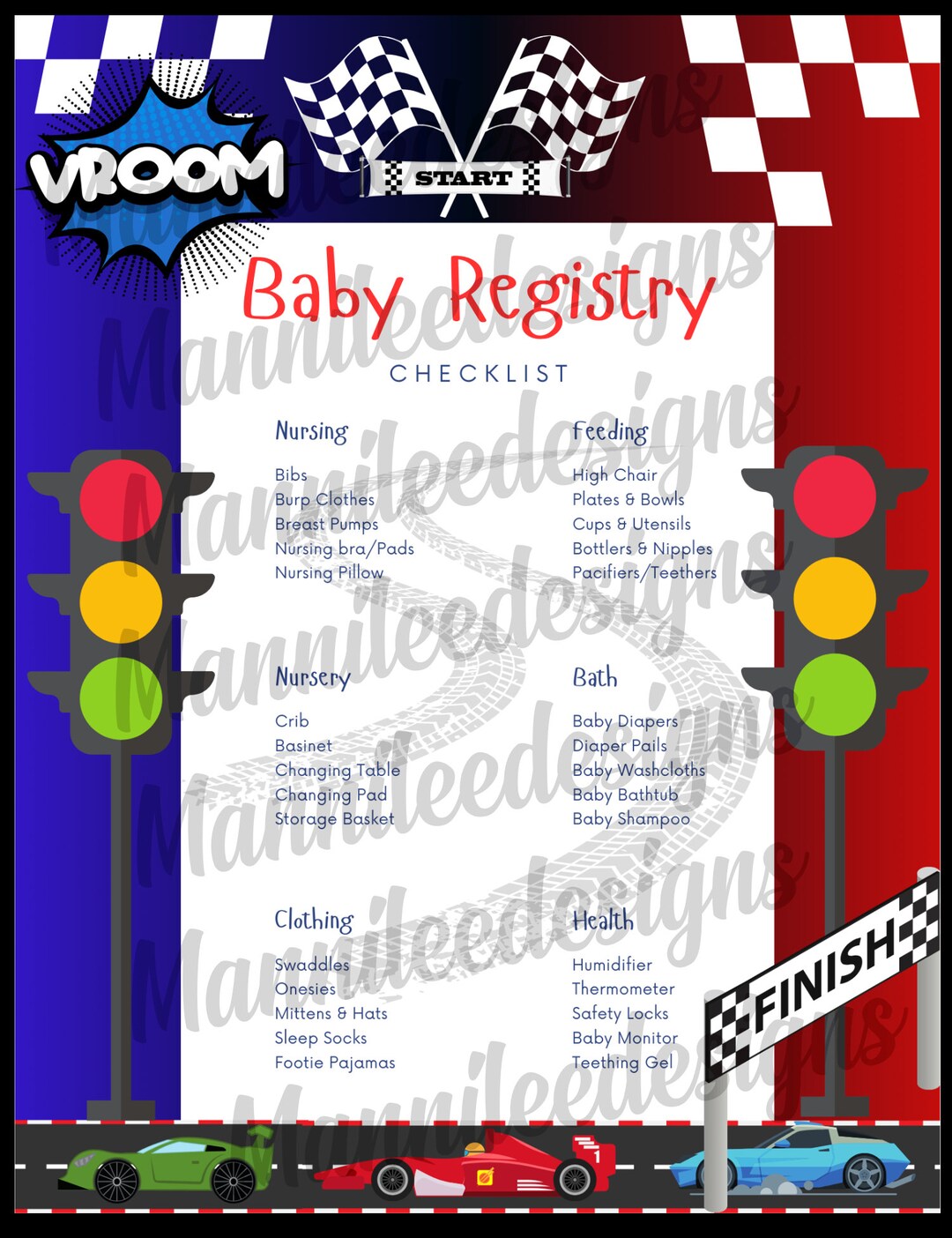 Race Car Themed Baby Registry PNG File Etsy