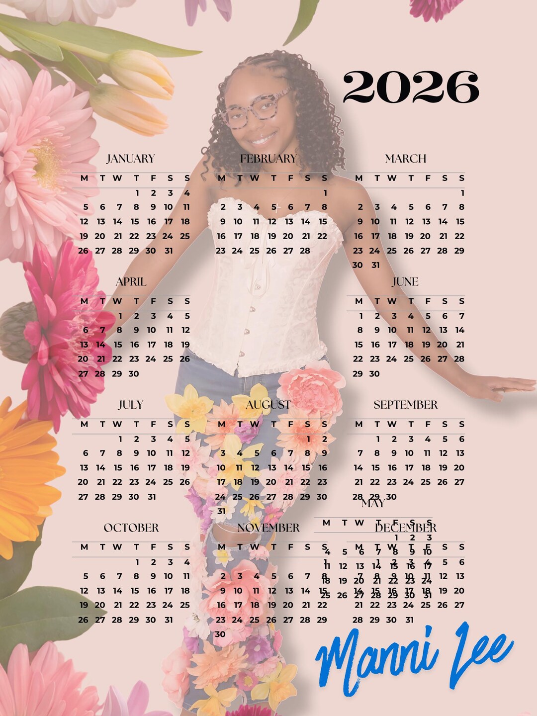 Personalized Photo Calendar Poster – All 12 Months on One Page, Custom ...