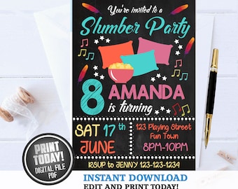slumber party invite etsy