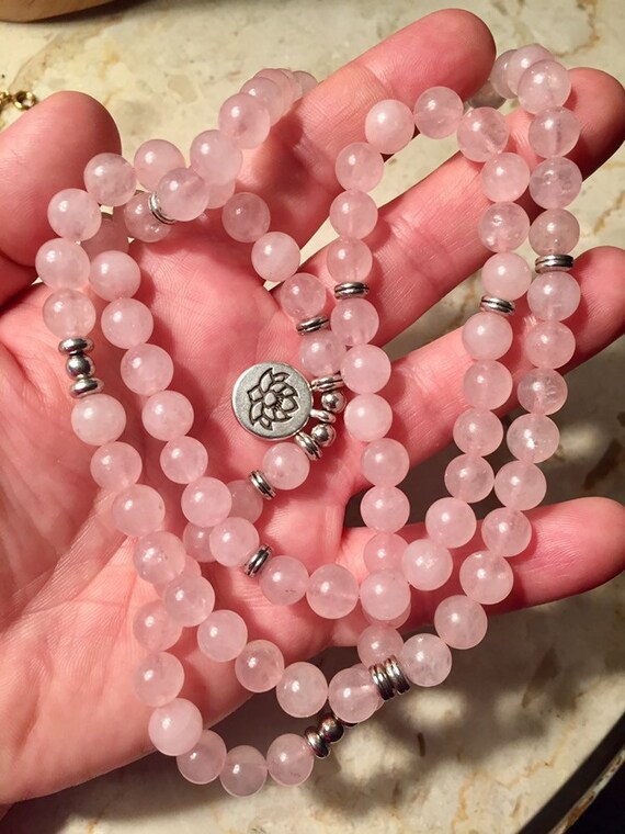 Long Rose Quartz Necklace 38”