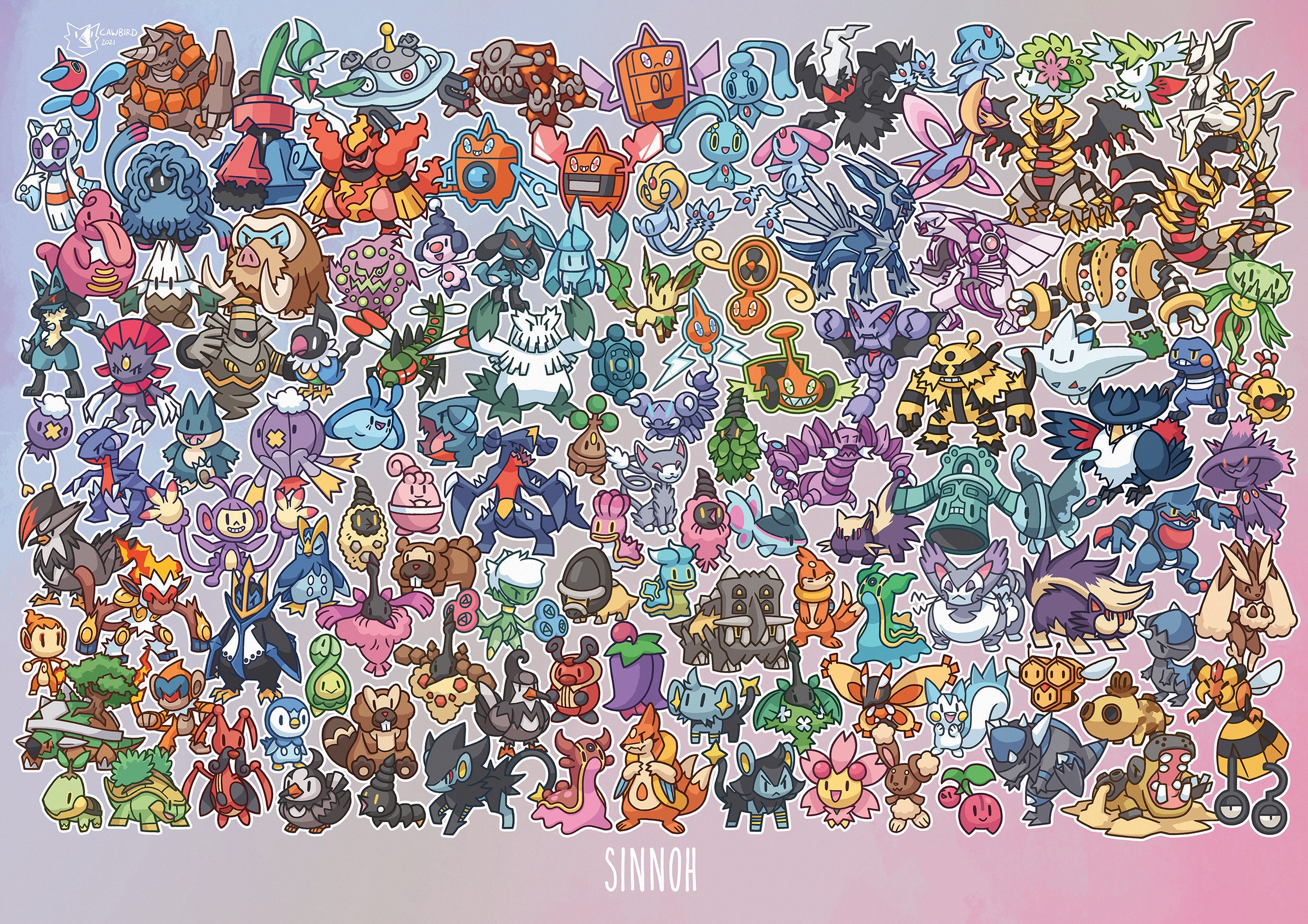 Pokemon Gen4 Kanto Print A3 | Etsy