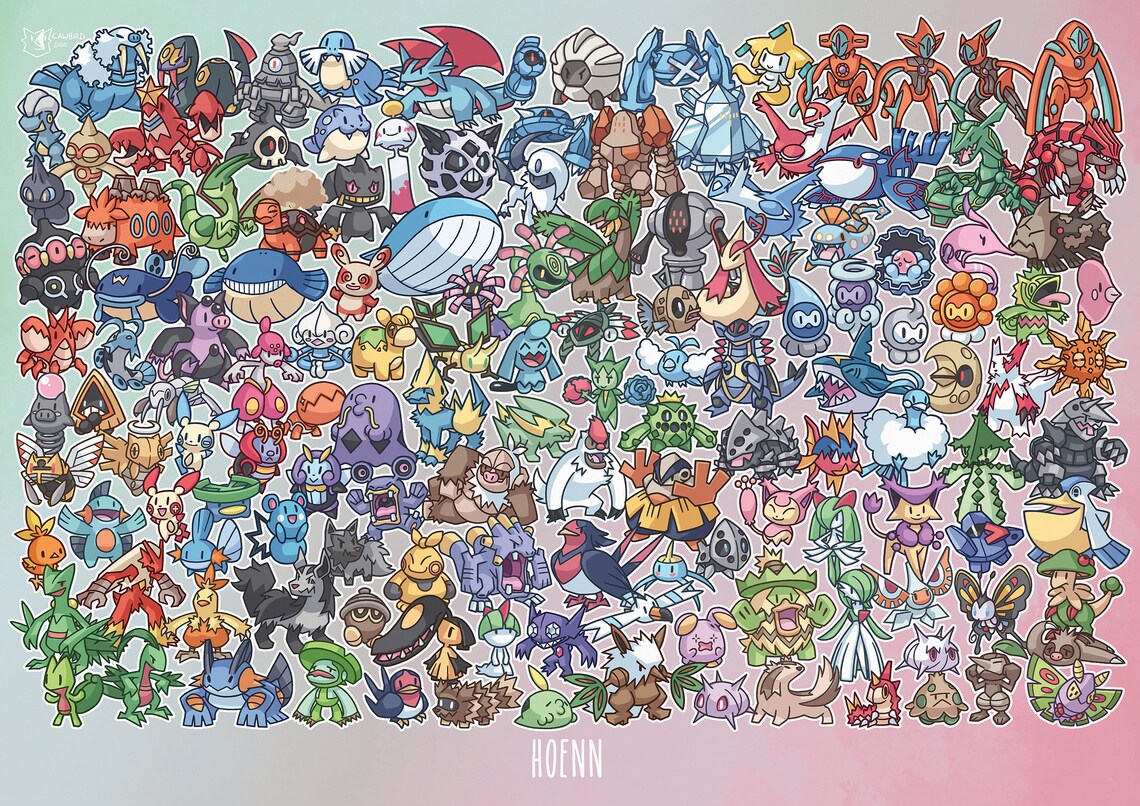 Pokemon Gen3 Hoenn Print A3 | Etsy
