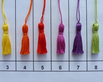 Small tassels, hand tied, 3 for color choices