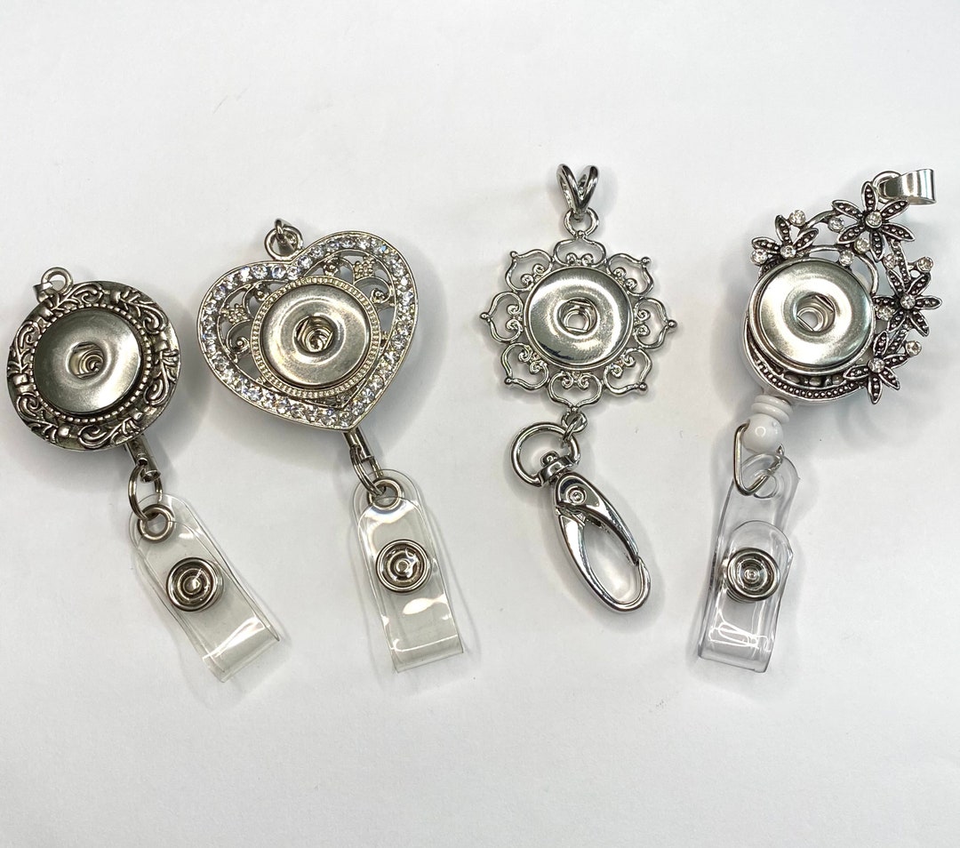 Badge Holder Snap Jewelry Lanyard in a Heart or Flowers Etsy