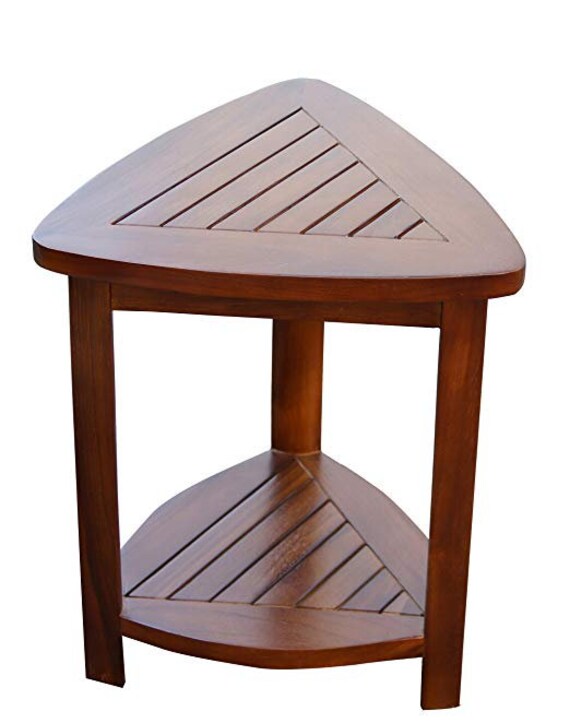 Teak Wood Bath Spa Shower Stool Corner Bench Stool Fully Etsy