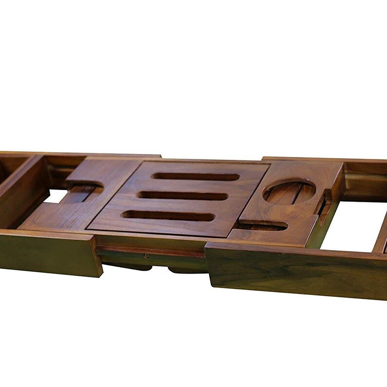 Teak Wood Luxury Bathtub Caddy Tray With Extendable Sides and Etsy