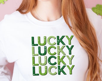 Lucky Lucky Lucky Shirt - St Patricks Day Shirt - St Pattys Day Sweater - Cute Mom Shirt - Irish Shirt - Lucky Mama Shirt