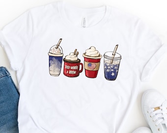 America Coffee Shirt - 4th of July Mom Shirt - Independence Day Shirt - July 4th Shirt - Patriotic Shirt - Cute Coffee Shirt