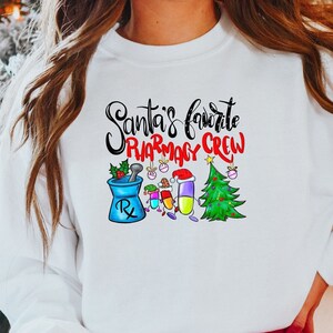 Santa&#39;s Favorite Pharmacy Crew Shirt - Cute Holiday Tees - Pharmacy Crew Sweatshirt - Holiday Pharmacist Shirt - Pharmacy Office Gift