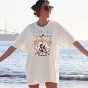 Comfort Colors Nashville Shirt - Country Music City Tees - Retro Concert Tshirt - Boho Oversized Crewneck - Bachelorette Girl's Trip Shirt