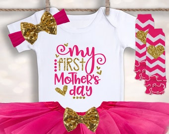 My First Mother's Day Outfit, Baby Girl Mother's Day Tutu Outfit, 1st Mother's Day Gift , 1st Mothers Day Gift Baby Girl, New Mom Gift