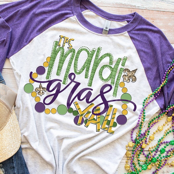 É Mardi Gras, pessoal! - Camiseta Mardi Gras - Camiseta Mardi Gras para adultos - Camiseta Nova Orleans - Camiseta feminina estampada - Camiseta NOLA - Camiseta Terça-feira Gorda