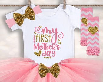 My First Mother's Day Outfit, Baby Girl Mother's Day Tutu Outfit, 1st Mother's Day Gift , 1st Mothers Day Gift Baby Girl, New Mom Gift