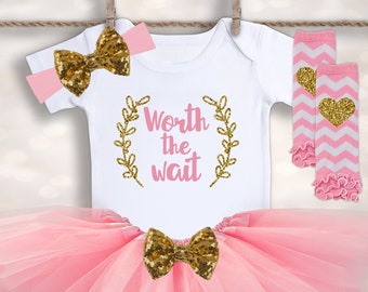 Baby Girl Coming Home Outfit - Newborn Girl Take Home Outfit - Personalized Baby Girl Newborn Outfit - Worth The Wait