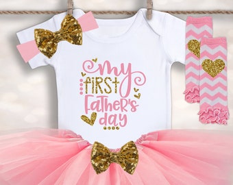 My First Father's Day Outfit, Baby Girl Father's Day Tutu Outfit, 1st Fathers Day Gift, 1st Fathers Day Gift, Baby Girl bodysuit