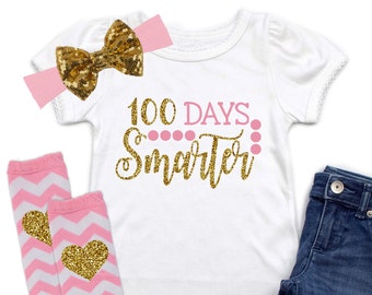 100 Days Smarter Shirt - Girls 100 Days of School Shirt - Girls School Shirt - 100 Days Tshirt - Student 100 Days Shirt
