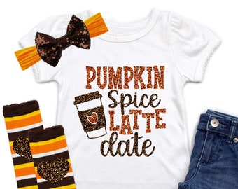 Girl's Pumpkin Spice Latte Shirt - Fall Outfit - Girls Thanksgiving Outfit - Kids Pumpkin Shirt - Fall Photo Outfit - Toddler Pumpkin Tee