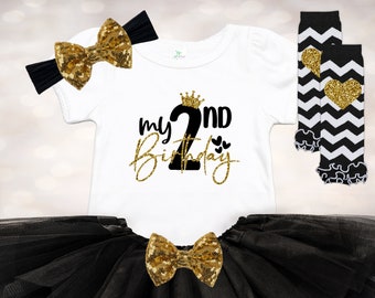 2nd Birthday Outfit - Girls 2nd Birthday - Toddler Birthday Shirt - 2nd Birthday Tutu - Tutu Baby Outfit - 2nd Birthday Outfit