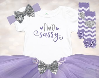 TWO Sassy Shirt - 2nd Birthday Outfit - Second Birthday Girl - Tutu Outfit for Girl - 2nd Birthday Tutu - Birthday Bodysuit - Photo Prop Set