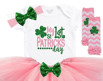 Baby Girls St Patricks Day Outfit - St Patricks Day Bodysuit - My 1st St Patricks Day - First St Pattys Day - My 1st Holiday