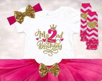 Toddler Girls 2nd Birthday Tutu - 2nd Birthday Shirt - My 2nd Birthday Outfit - Tutu Baby Outfit - Cake Smash Outfit - Second Birthday Tutu
