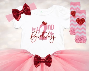 Toddler Girls 2nd Birthday - 2nd Birthday Shirt - 2nd Birthday Outfit - Cake Smash Outfit - 2nd Birthday Tutu - My 2nd Birthday