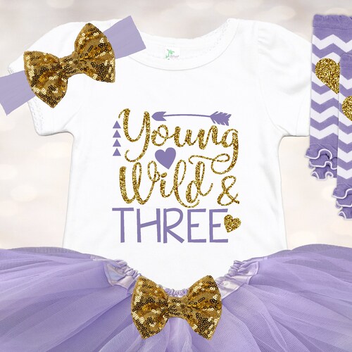 Young Wild and Three Birthday Shirt Birthday Girl Etsy