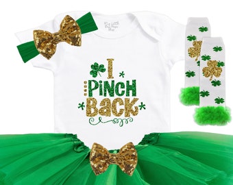 I Pinch Back Tutu Outfit - St. Patrick's Day Bodysuit - Baby Photo Outfit - Baby Shower Gift - My First St. Patrick's Day Shirt Baby Girl