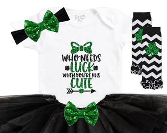 Baby Girls St Patricks Day Outfit - My First St. Patrick's Day - Lucky Charm Outfit - Irish Baby Outfit - Newborn Tutu Outfit