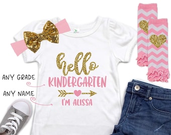 Personalized Hello Grade Shirt - Back to School Outfit - First Day of School Shirt Girl - Custom Back To School Shirt - 1st Day of School