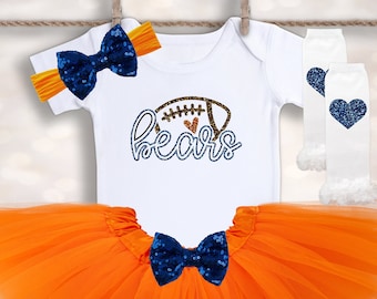 Cutest Chicago Football Outfit - Baby Girls Football Onesie® - Bears Fan Gift - Baby Shower Gift - Tutus and Touchdowns - Toddler Football