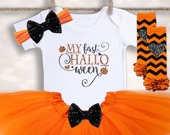 Babys 1st Halloween Onesie® - Halloween Tutu Outfit - My First Halloween Shirt - 1st Halloween Top - Girls Halloween Tee - New Baby Costume