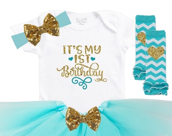 My 1st Birthday Outfit - My First Birthday Girl Skirt - Birthday Bodysuit - Baby Girl 1st Birthday - Cake Smash Set - Baby Tutu Outfit