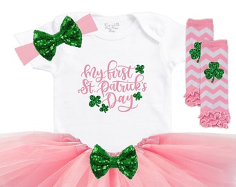 My First St. Patrick's Day - Baby Girl St. Patty's Day Outfit - Baby Girl Clothes - Cute Baby Girl Shower gift - Coming Home Outfit