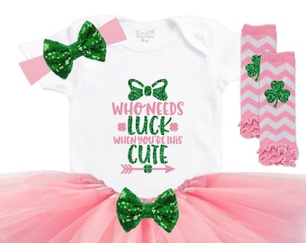Baby Girls 1st St Patricks Day - First St. Patricks Day Outfit - Shamrock Shirt - First Holiday Outfit - Baby Shower Gift - Cute Bodysuit