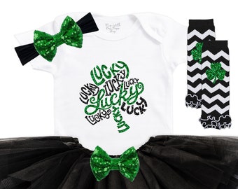 Baby Girl's First St. Patrick's Day Outfit - Shamrock Bodysuit - Baby Shower Gift - St. Patty's Day Shirt - New Baby Gift - My First Holiday