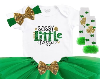 Sassy Little Lassie - St. Patricks Day Outfit- My First St. Patty's Day - Cute Shamrock Bodysuit - Baby Photo Outfit - Baby Shower Gift