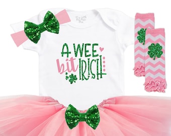A Wee Bit Irish - Baby Girl St Patricks Day Outfit - 1st St Patricks Day - St Patricks Onesie® - Baby Girl Shamrock - 1st St Pattys Day
