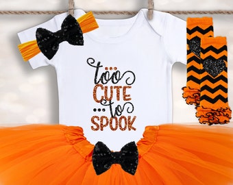 Too Cute to Spook Onesie® - Halloween Costume - 1st Halloween Outfit - Newborn Halloween Tutu - Hospital Outfit - October Birthday Shirt