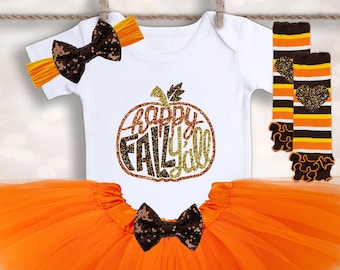 Fall Pumpkin Tutu Outfit - Babys First Thanksgiving - Autumn Baby Outfit - Pumpkin Tutu Outfit - First Fall Outfit - Thanksgiving Tutu
