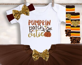 Pumpkin Tutu Set - Fall Festival Cutie - 1st Thanksgiving Outfit - Fall Tutu Set - Turkey Day Tutu - Girl Fall Shirt - Thanksgiving Outfit