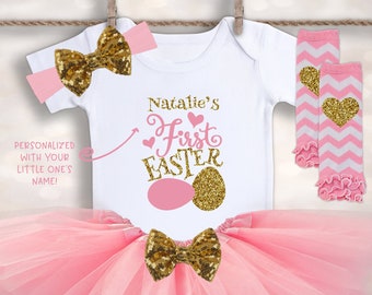 Personalized First Easter Tutu Set - Baby Girls Easter Outfit - Kid Easter Shirt - Easter Bunny Shirt - Easter Sunday Outfit