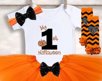 My First Halloween Onesie® - 1st Halloween Outfit - Girls Halloween Costume - Pumpkin Outfit - Girls Halloween Outfit - Halloween Tutu