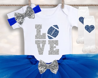 Dallas Texas Football Outfit - Tutus and Touchdowns - Baby Girl Tutu Set - Shower Gift for Dad - Toddler Football Shirt - Cowboy Gift Set