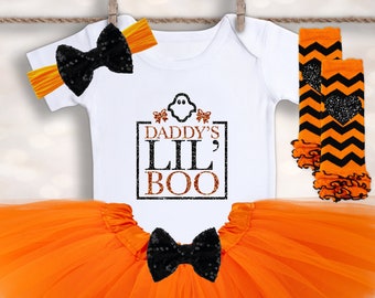 Daddy's Little Boo Onesie® - Baby Halloween Shirt - 1st Halloween Outfit - Girls Halloween Costume - Halloween Tutu - Newborn Halloween